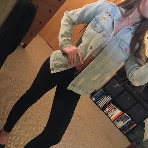 Light wash distressed jean jacket